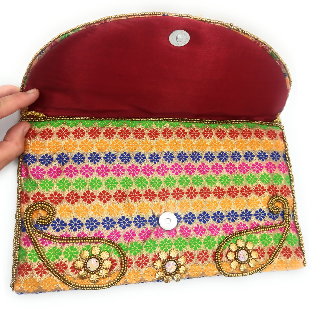Cartera De Mano Grande · Artesanía bordada, Multicolor