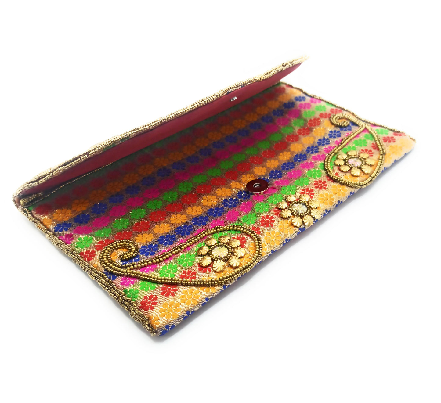 Cartera De Mano Grande · Artesanía bordada, Multicolor