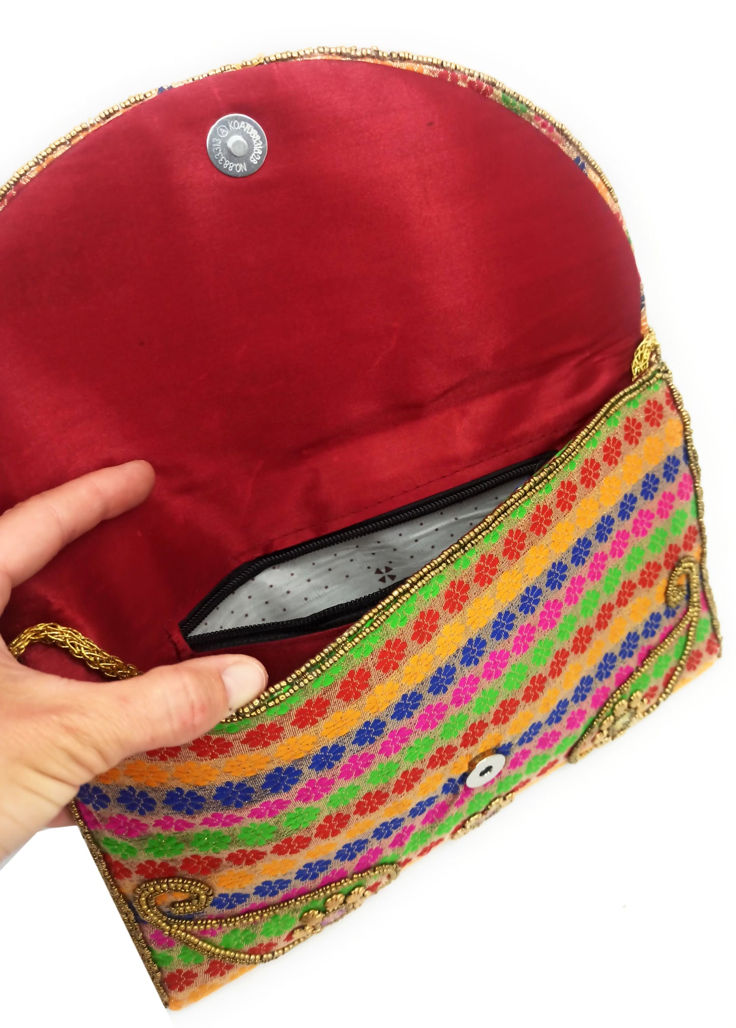 Cartera De Mano Grande · Artesanía bordada, Multicolor