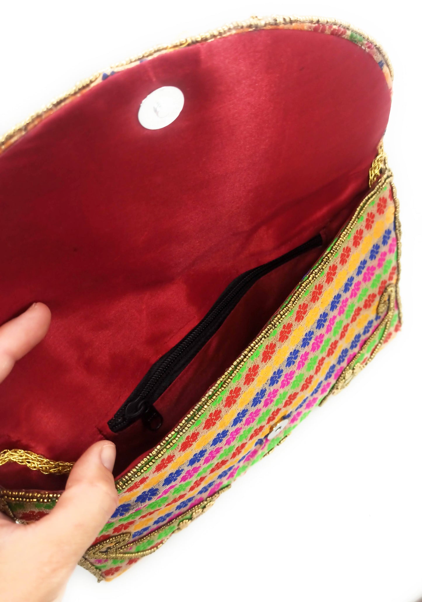 Cartera De Mano Grande · Artesanía bordada, Multicolor
