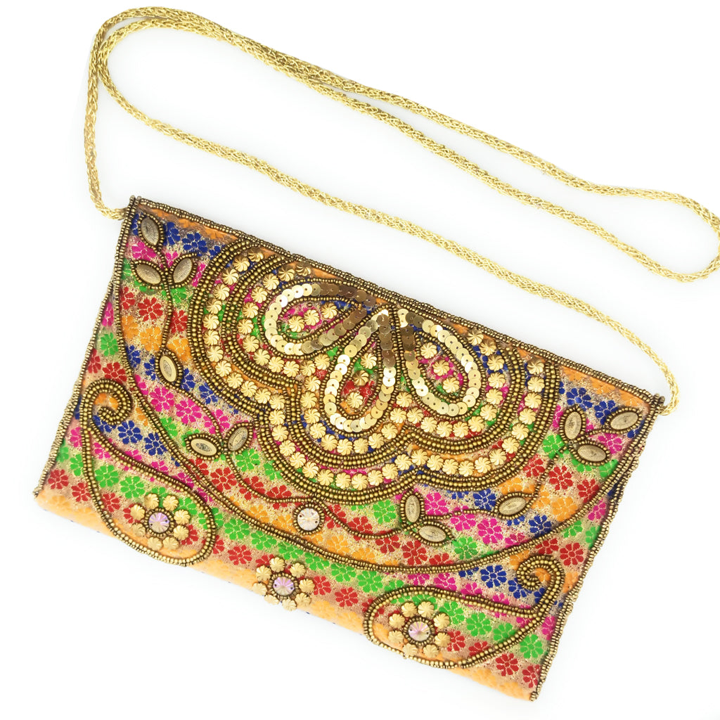Cartera De Mano Grande · Artesanía bordada, Multicolor