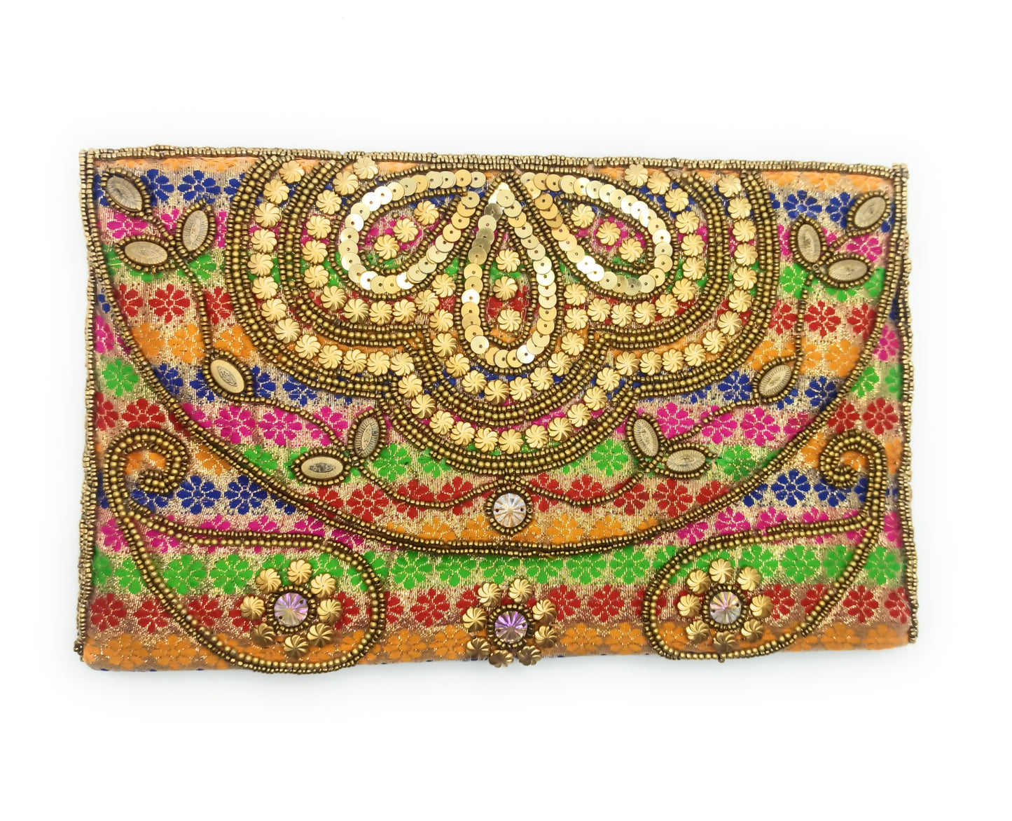 Cartera De Mano Grande · Artesanía bordada, Multicolor