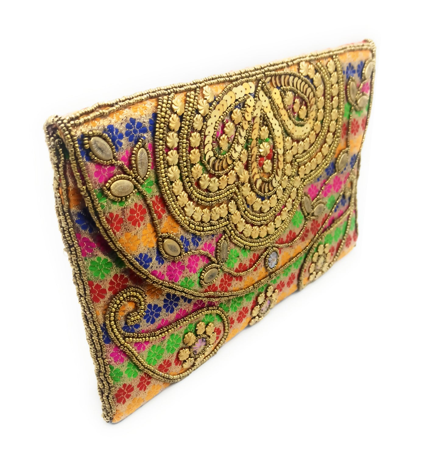 Cartera De Mano Grande · Artesanía bordada, Multicolor