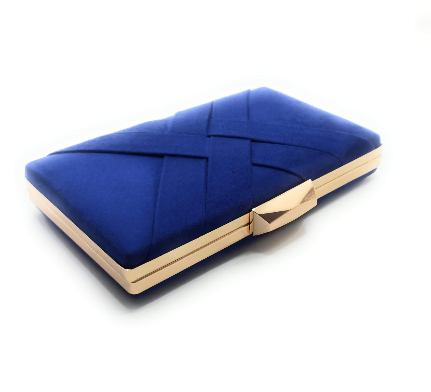 Cartera De Mano Bolso Fiesta · Cruzado Ante Azul Royal Oro