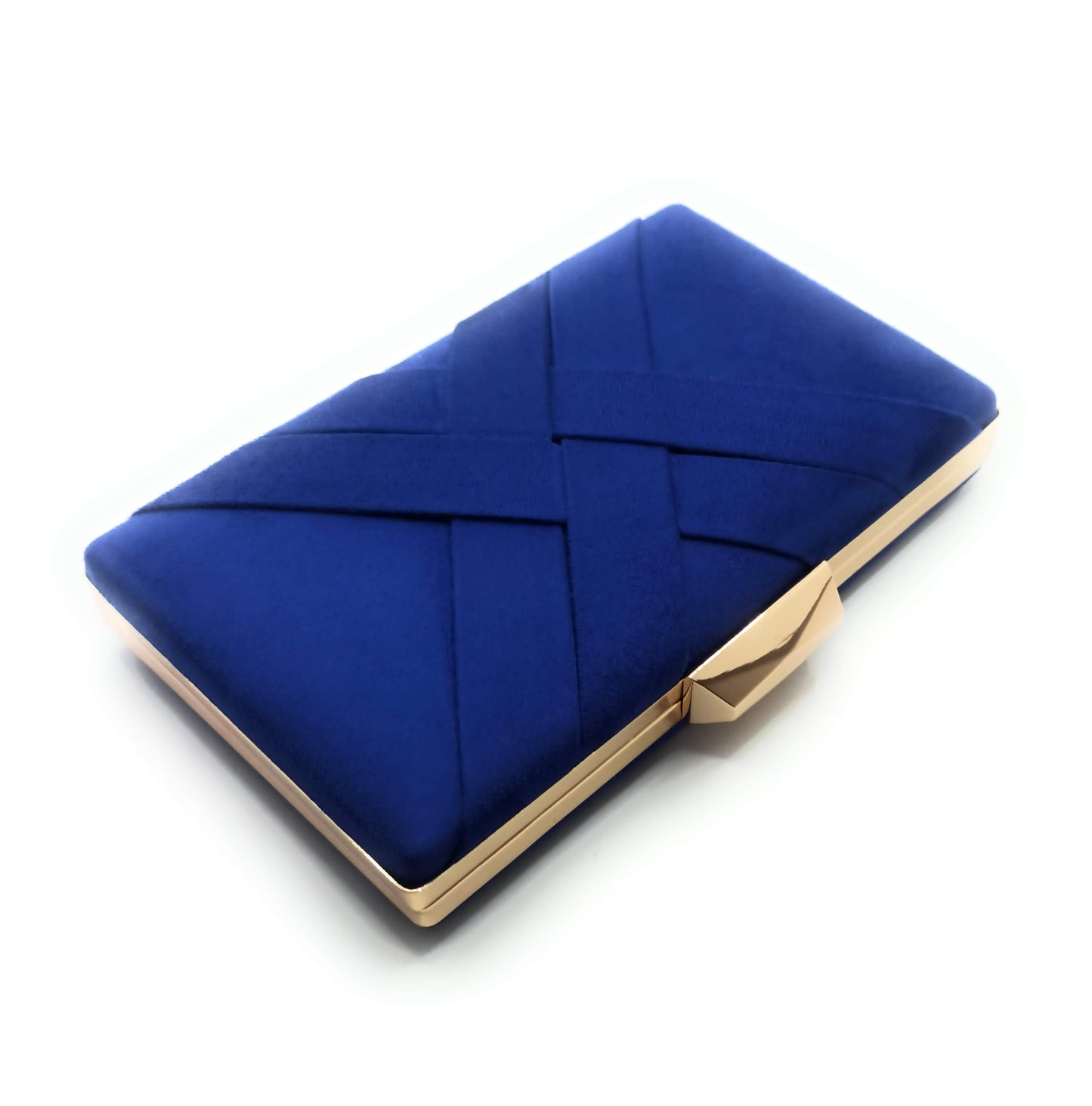 Cartera De Mano Bolso Fiesta · Cruzado Ante Azul Royal Oro