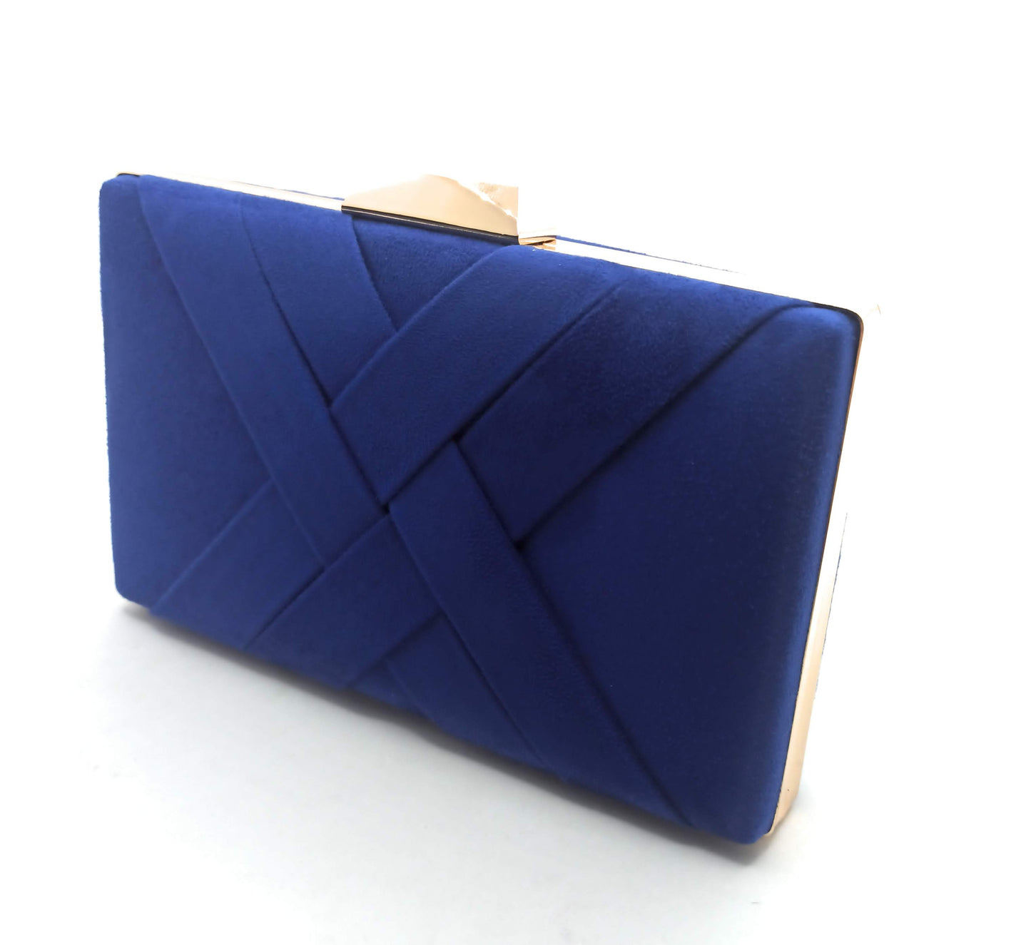 Cartera De Mano Bolso Fiesta · Cruzado Ante Azul Royal Oro