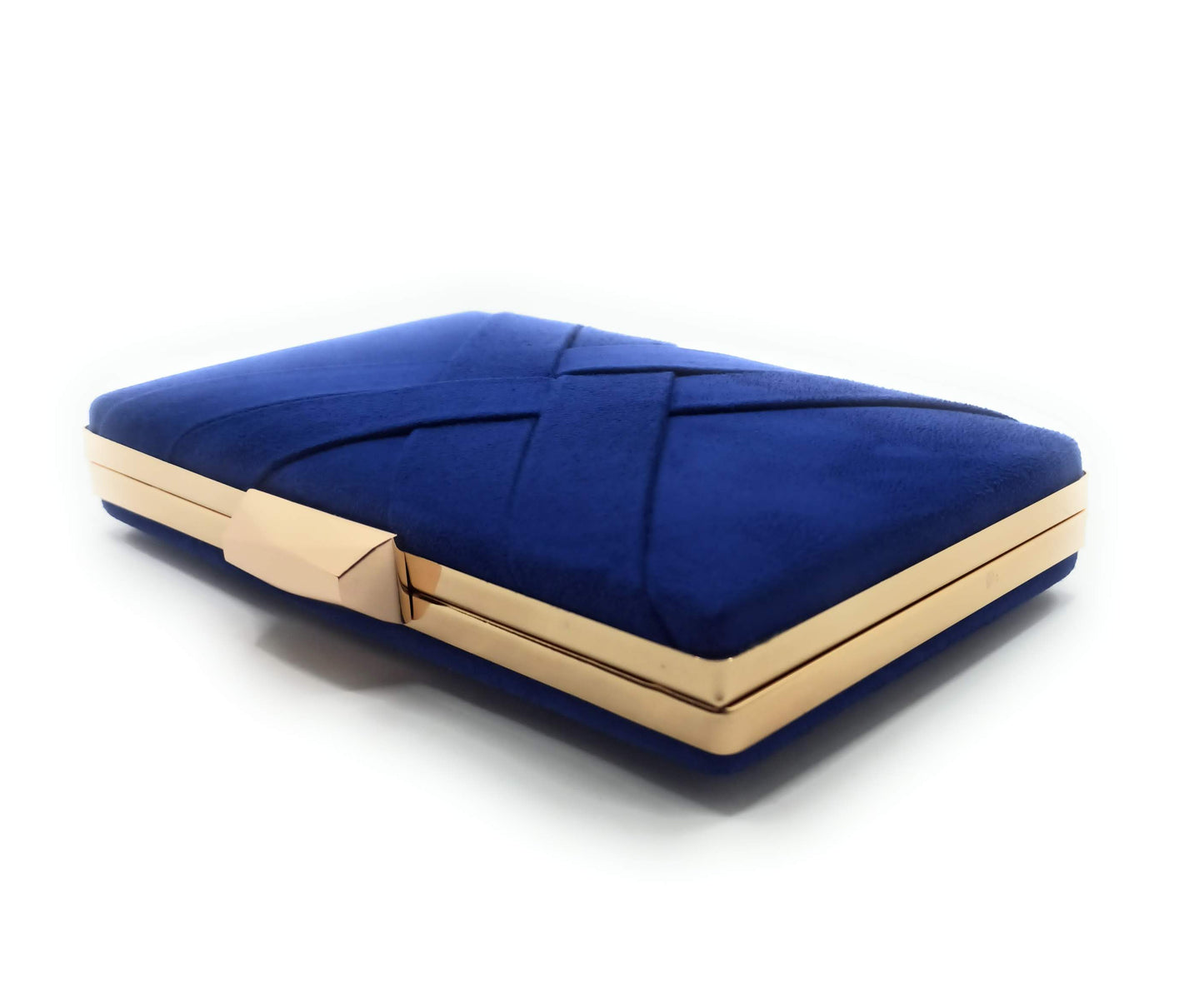 Cartera De Mano Bolso Fiesta · Cruzado Ante Azul Royal Oro