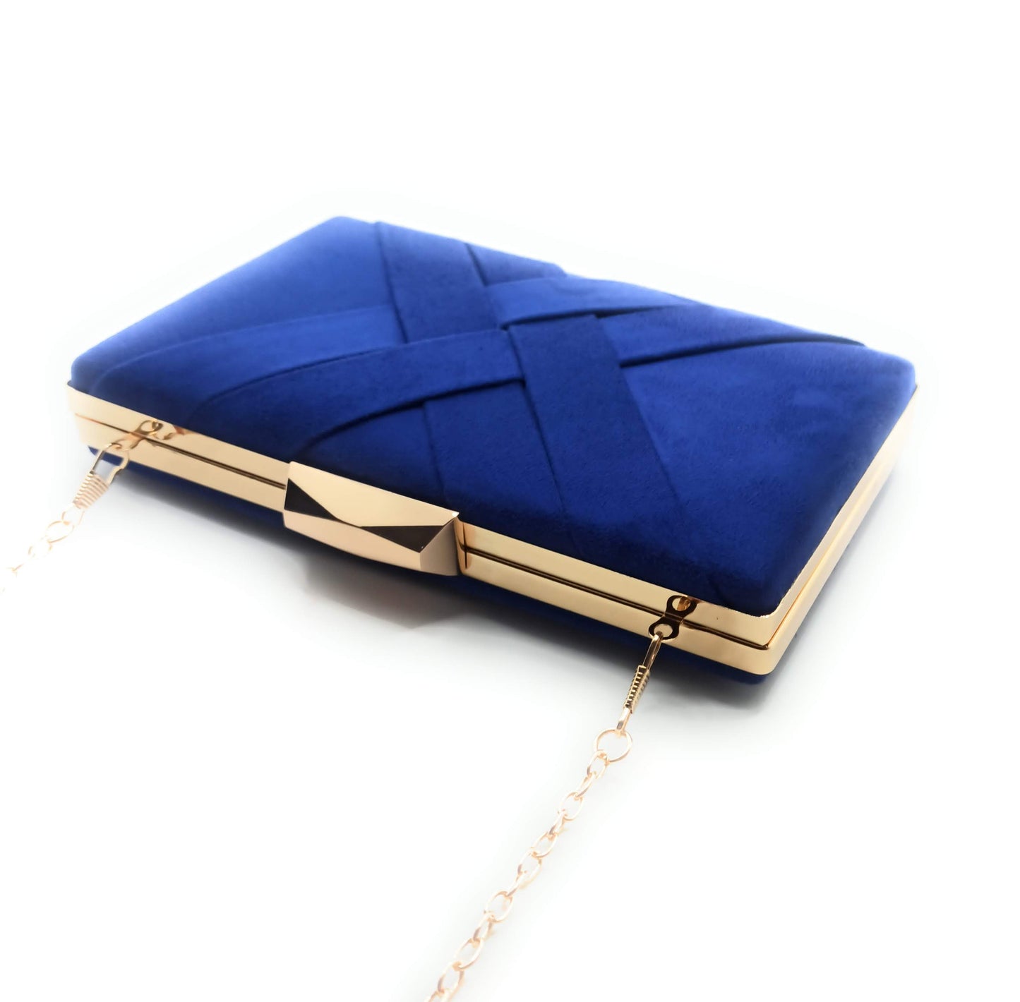 Cartera De Mano Bolso Fiesta · Cruzado Ante Azul Royal Oro