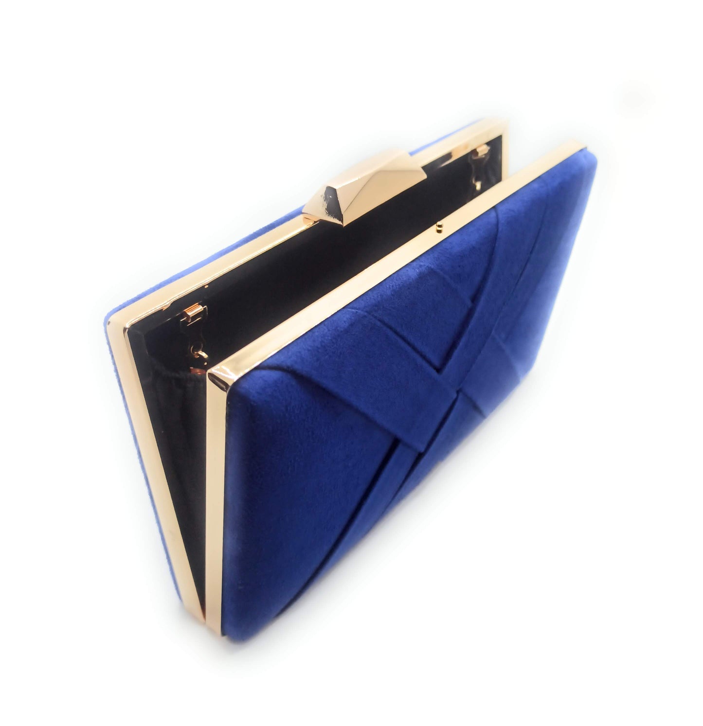 Cartera De Mano Bolso Fiesta · Cruzado Ante Azul Royal Oro