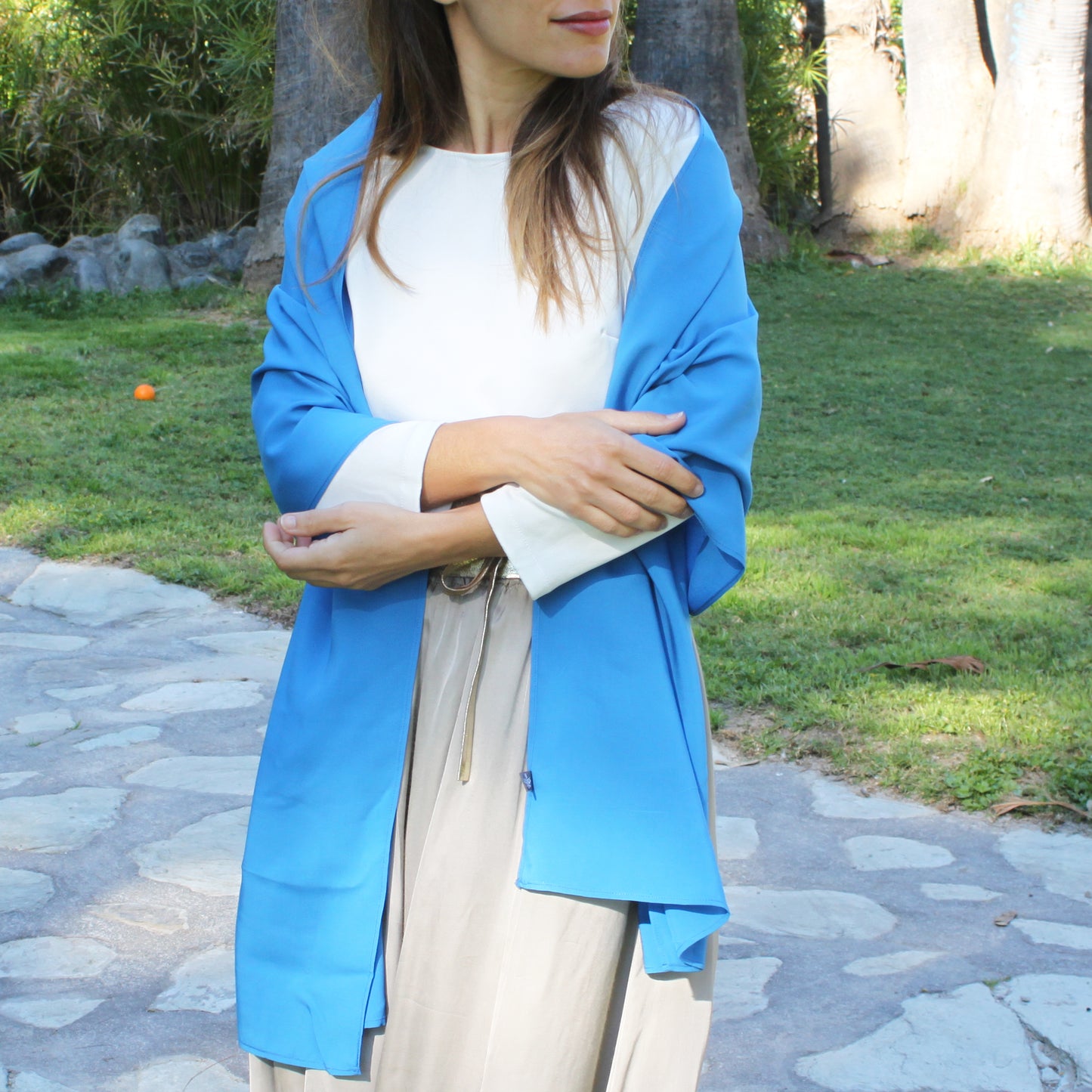 Chal Crepe de Seda · Azul Cielo Grande (50x200cm)