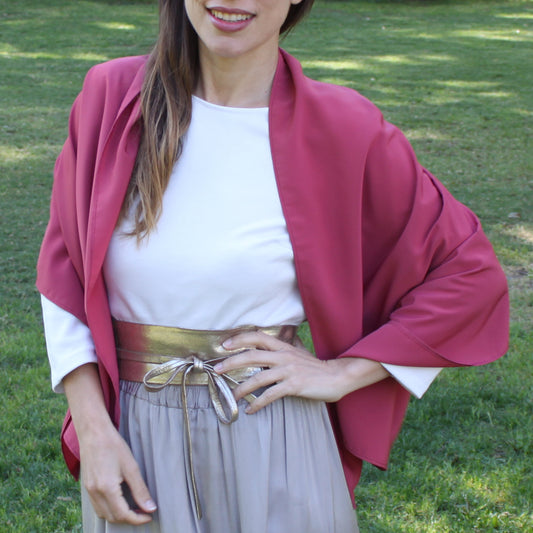 Chal de Fiesta Crepe de Seda – Elegancia Artesanal Hecha en Sevilla · Burdeos (50x150cm) última unidad!