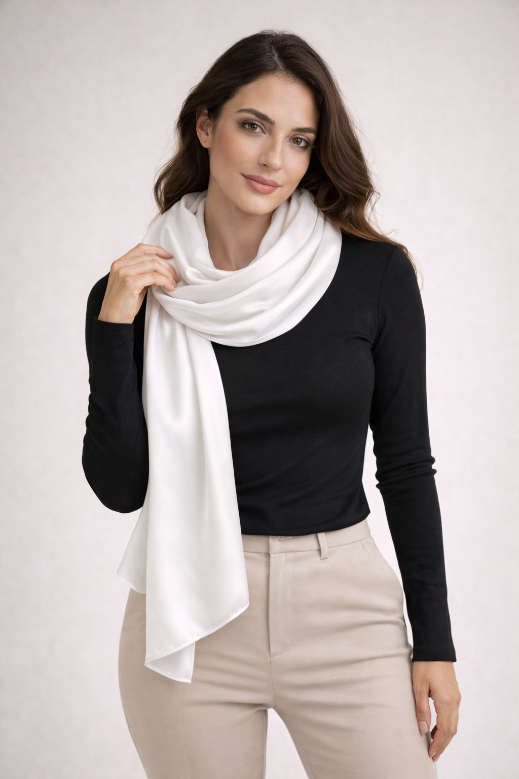 Chal Satinado · Blanco Roto (50x150cm) última unidad!