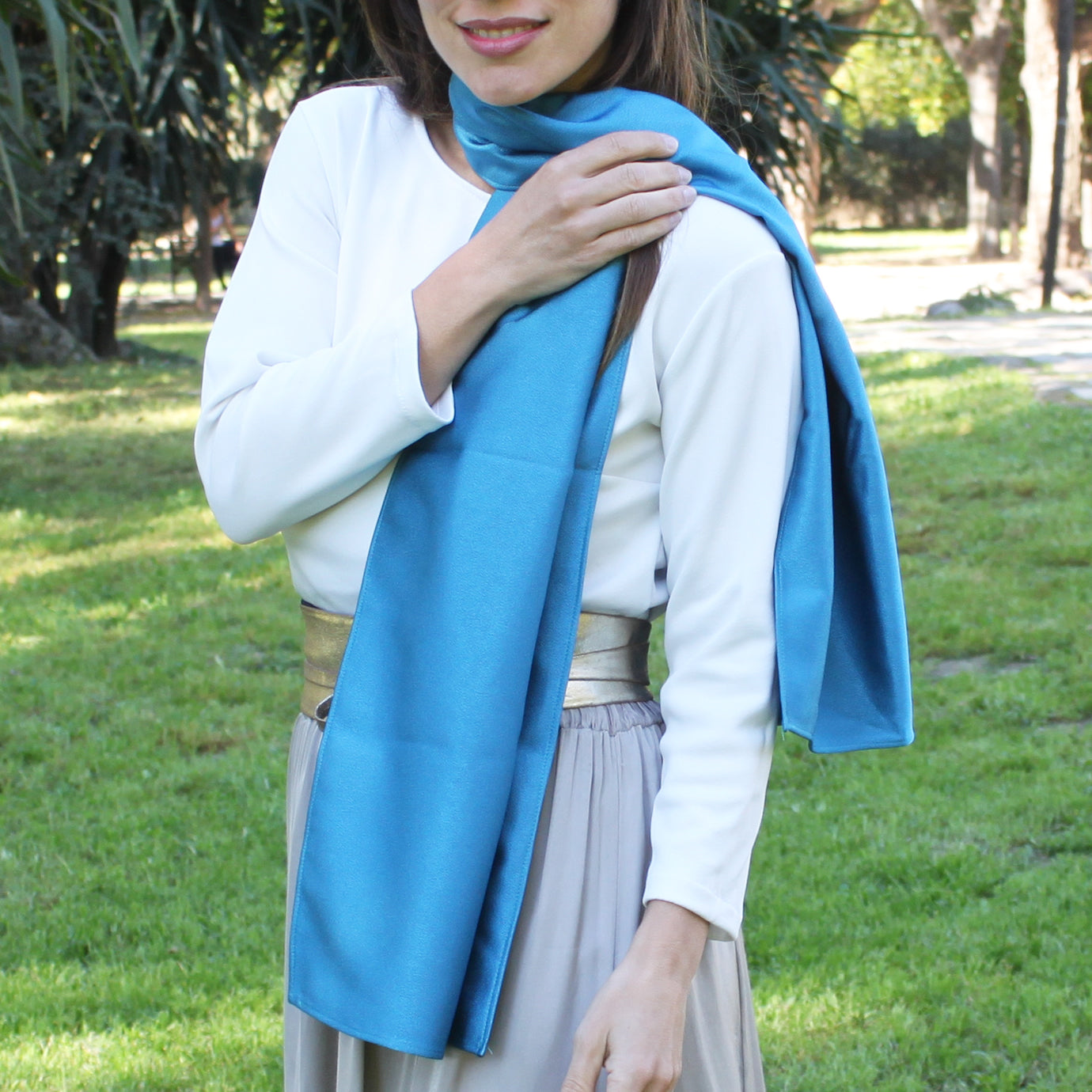 Chal Crepe de Seda · Azul Iñigo (50x150cm) últimas unidades!