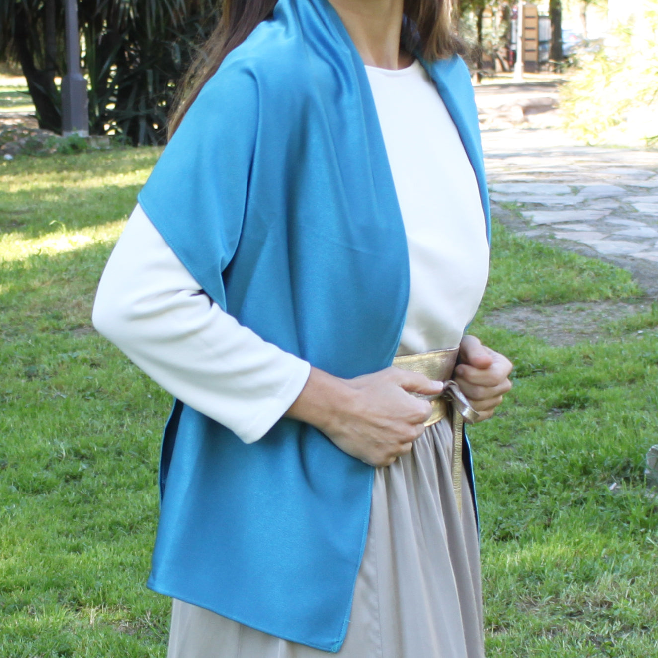 Chal Crepe de Seda · Azul Iñigo (50x150cm) últimas unidades!