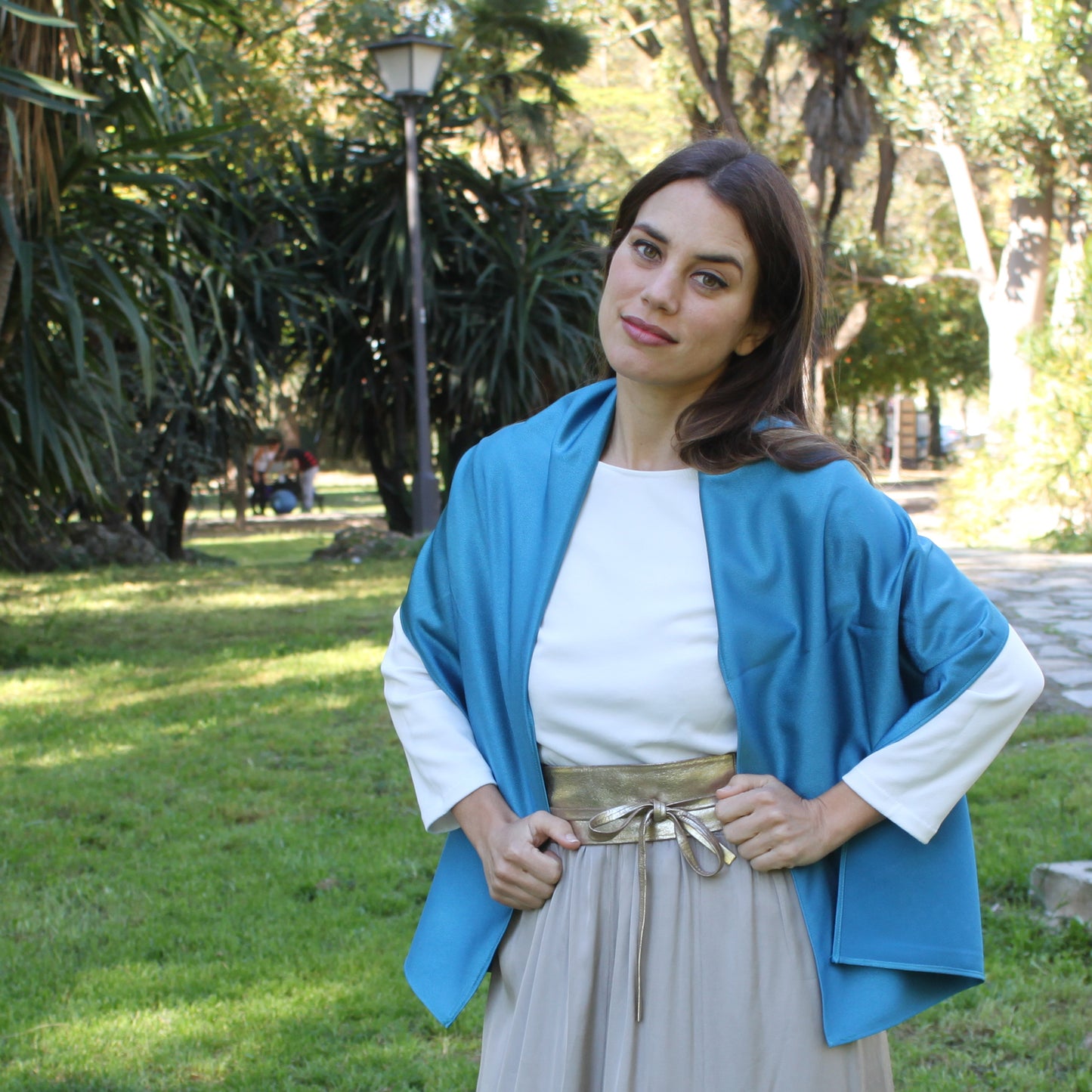 Chal Crepe de Seda · Azul Iñigo (50x150cm) últimas unidades!