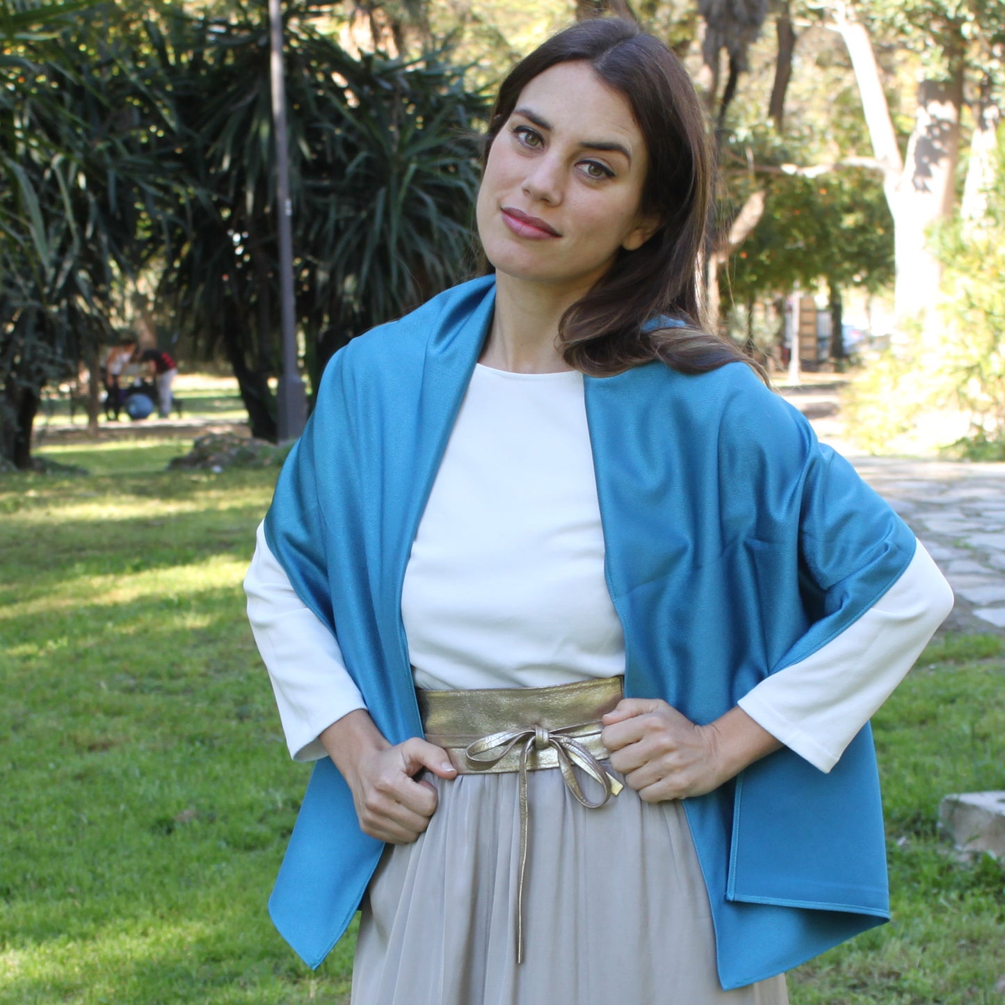 Chal Crepe de Seda · Azul Iñigo (50x150cm) últimas unidades!