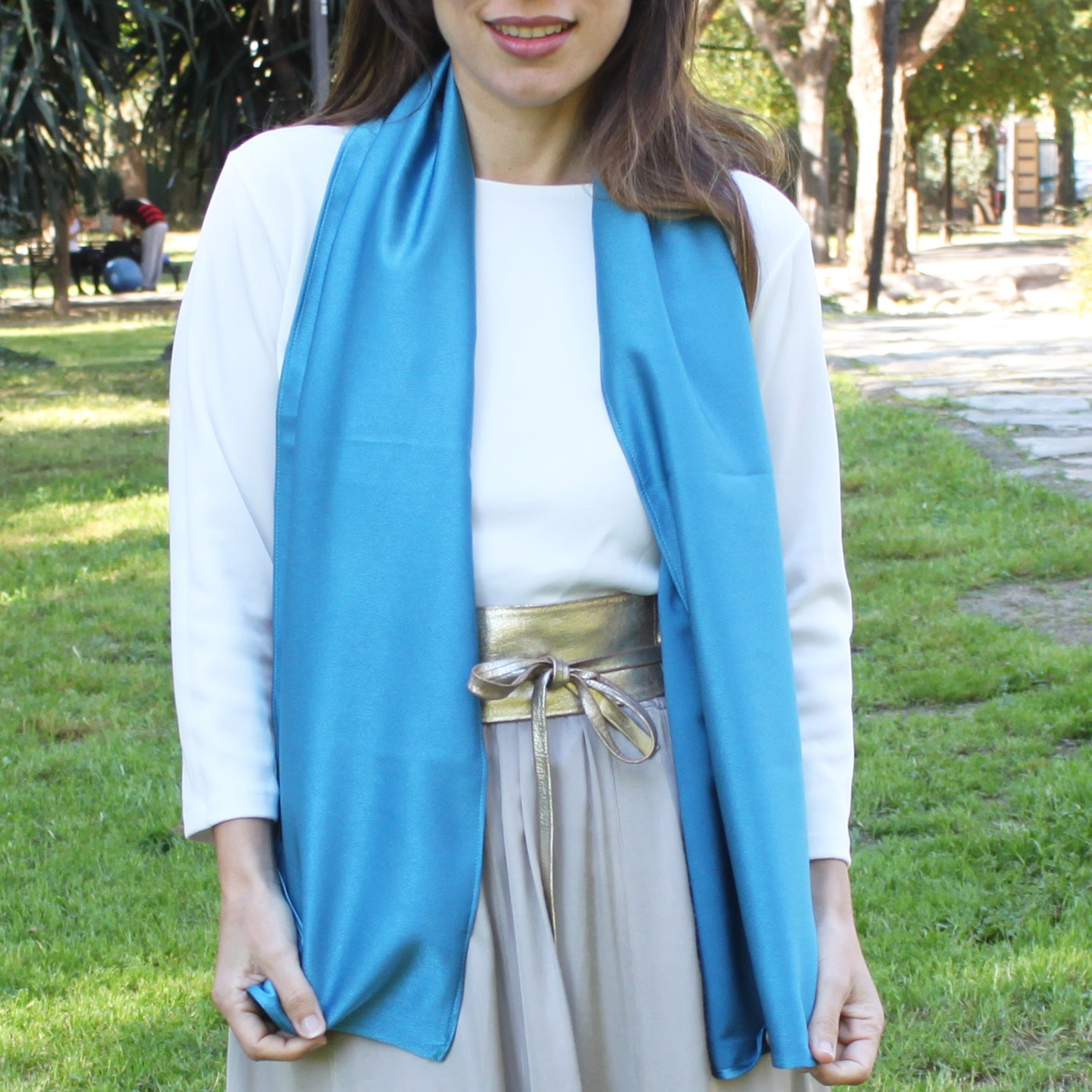 Chal Crepe de Seda · Azul Iñigo (50x150cm) últimas unidades!