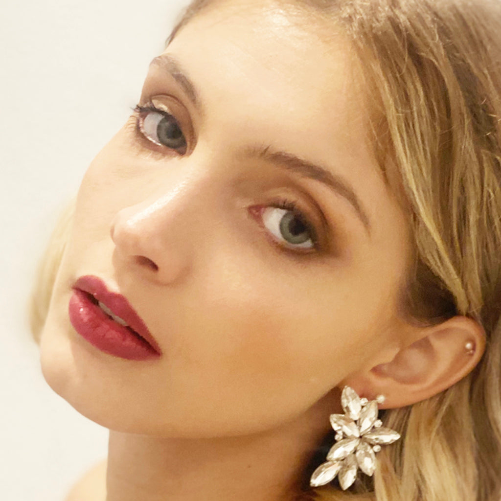 Pendientes Espectaculares Florales · Cristales Blanco, Oro (última unidad!)