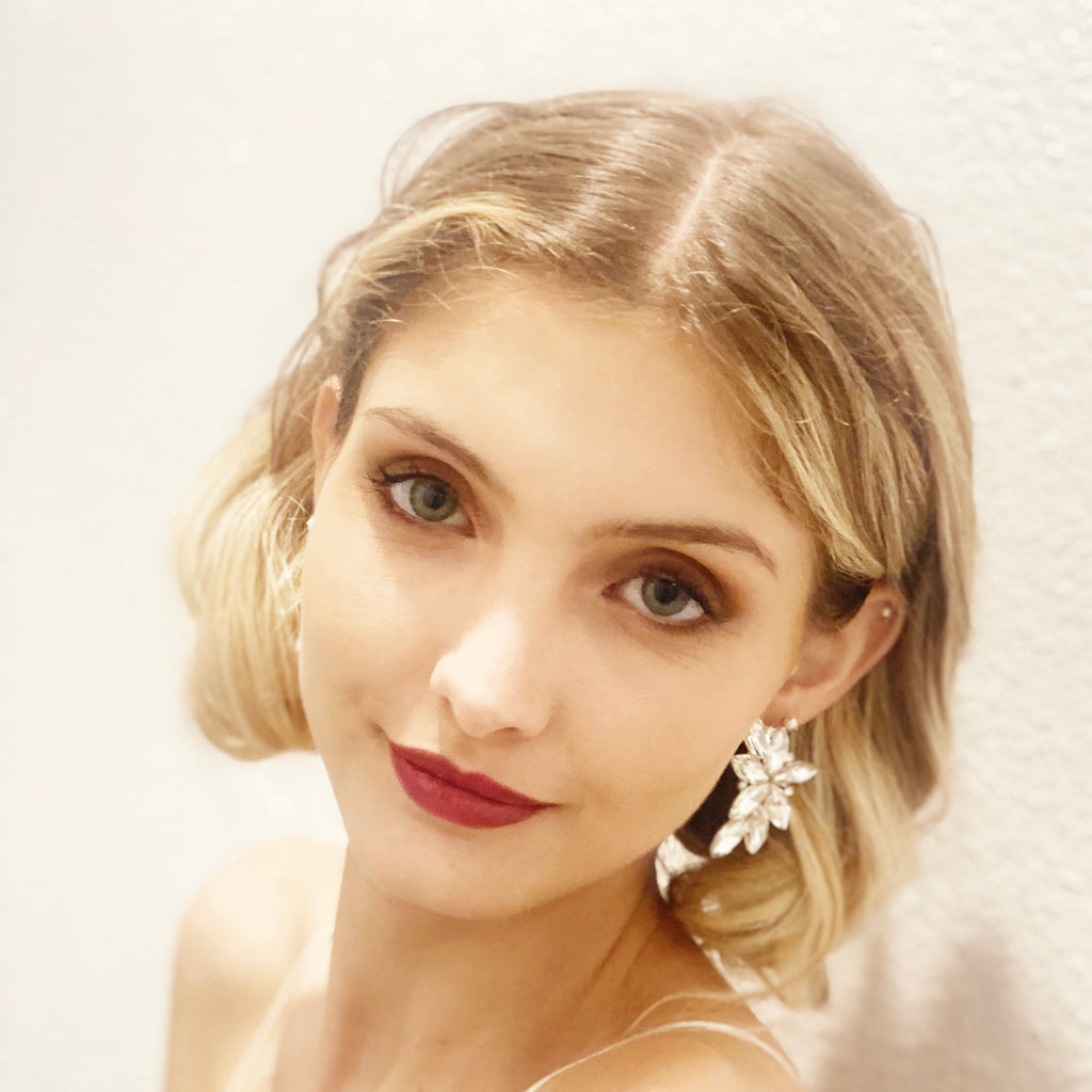 Pendientes Espectaculares Florales · Cristales Blanco, Oro (última unidad!)