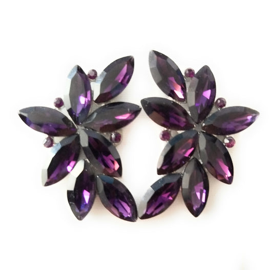 Pendientes Espectaculares Florales · Cristales Morado, Plata (última unidad!)