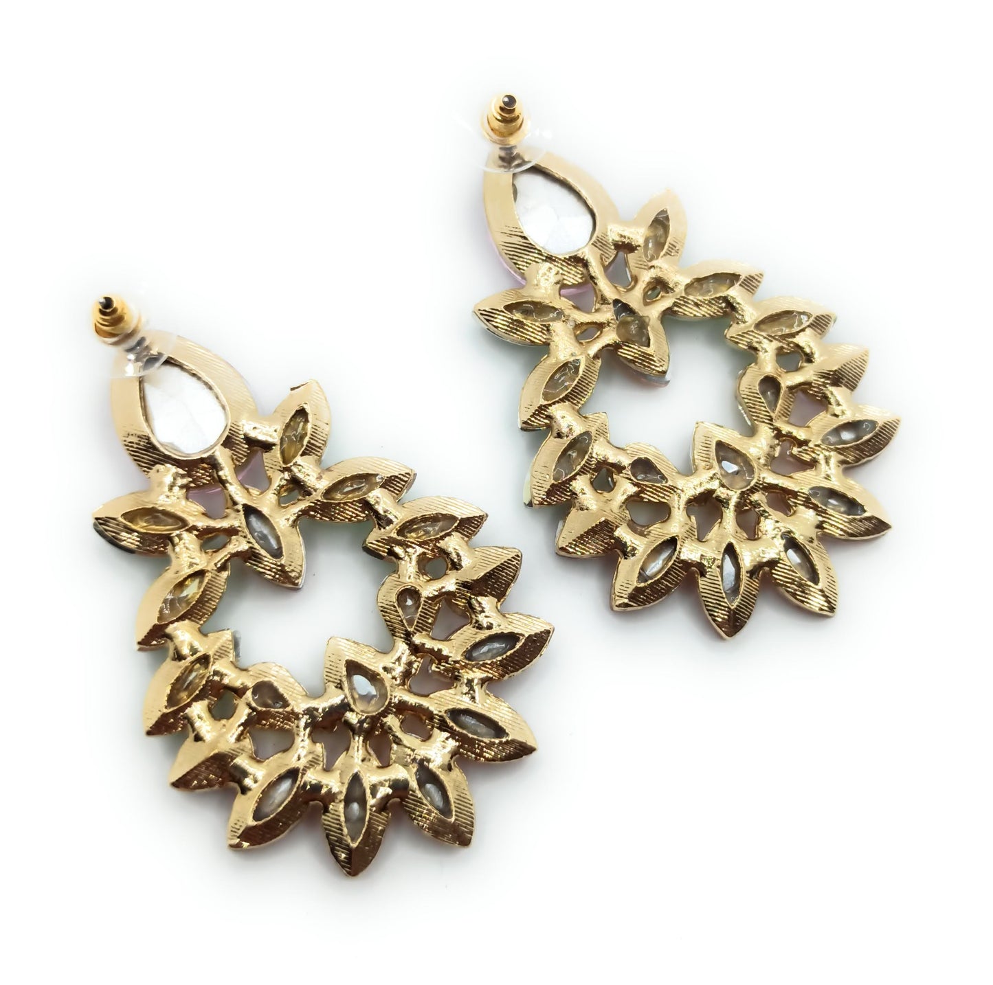 Pendientes de Cristales facetados grandes y brillantes · Multicolor Fucsia Verde Esmeralda