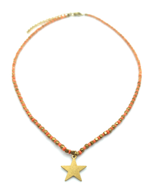 Collar con Cuentas · Naranja Estrella