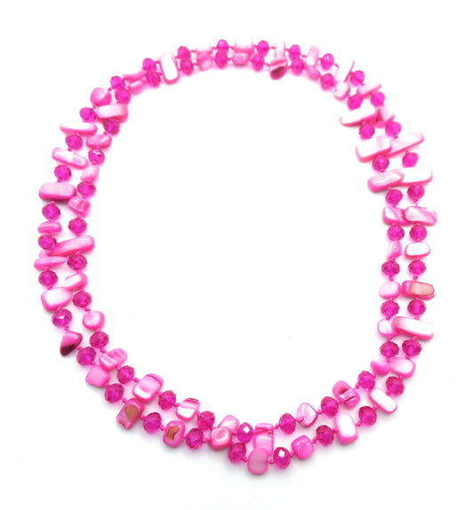 Collar Largo de Nácar · Fucsia
