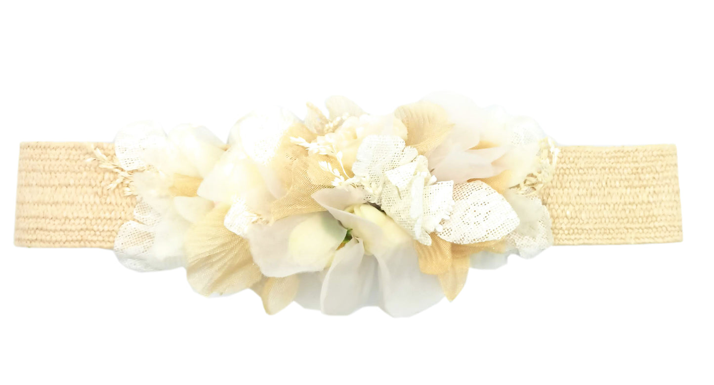 Cinturón de Flores · Rafia Crema