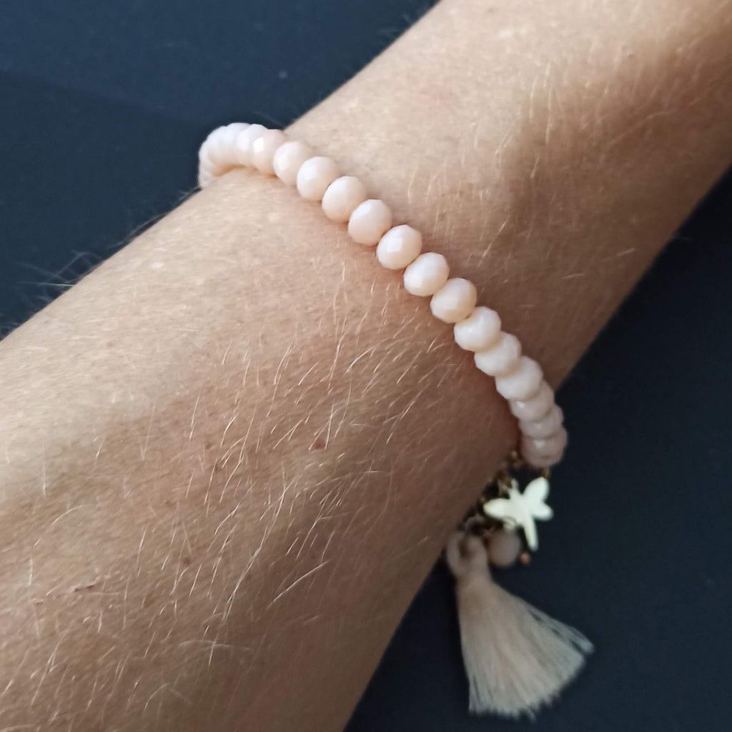 Pulsera Cuentas de Cristales facetados · Nude (última unidad!)