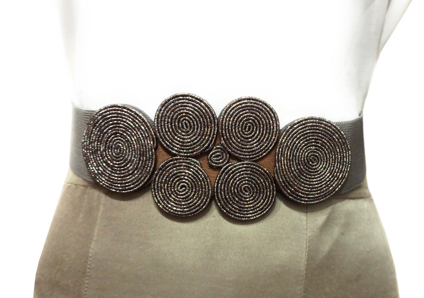 Cinturón Elástico Cordón de Seda · Platino