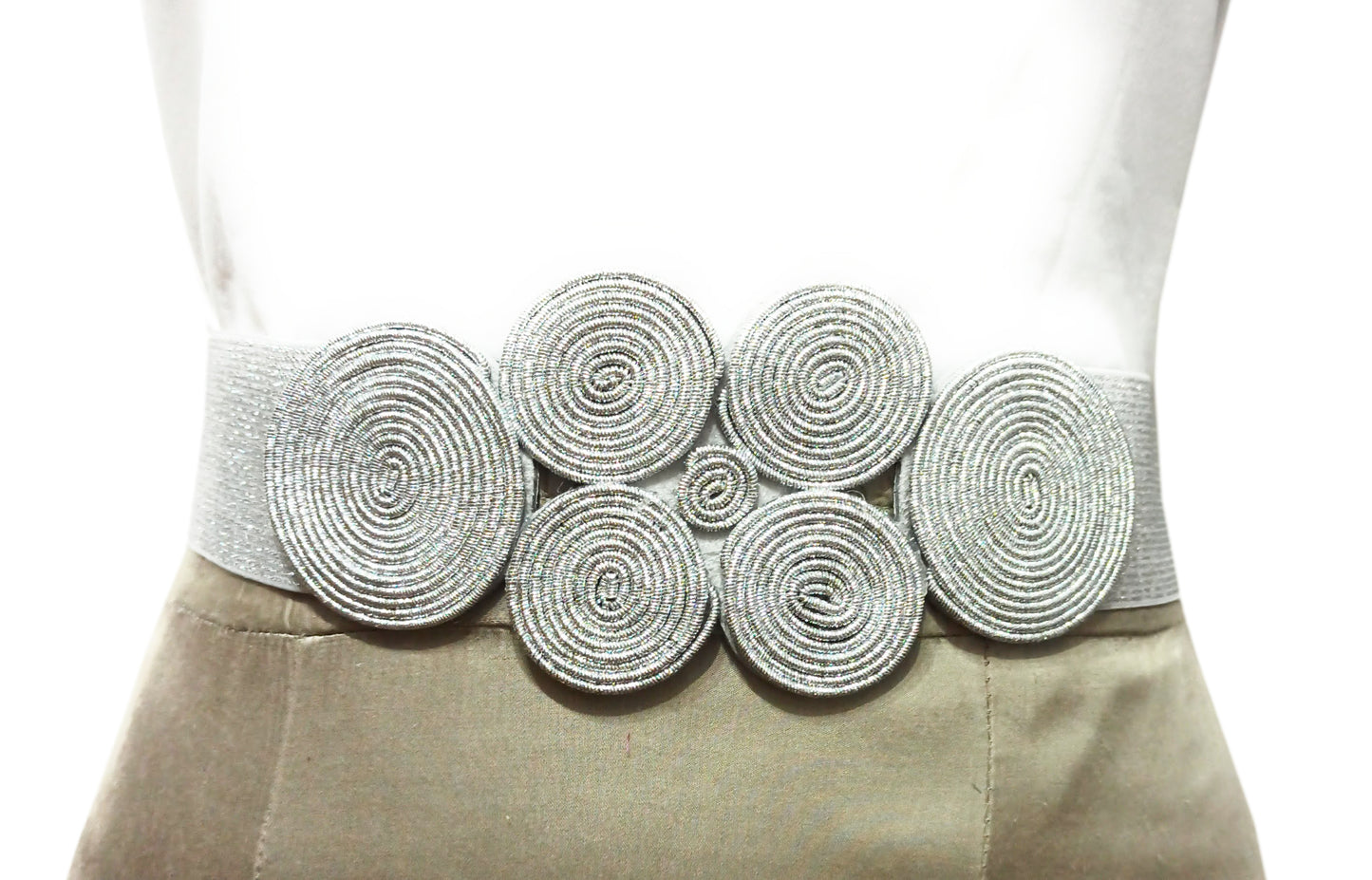 Cinturón Elástico Cordón de Seda · Plata