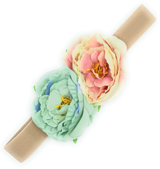 Cinturón Maxi Flores Ø10cm · Menta Salmón