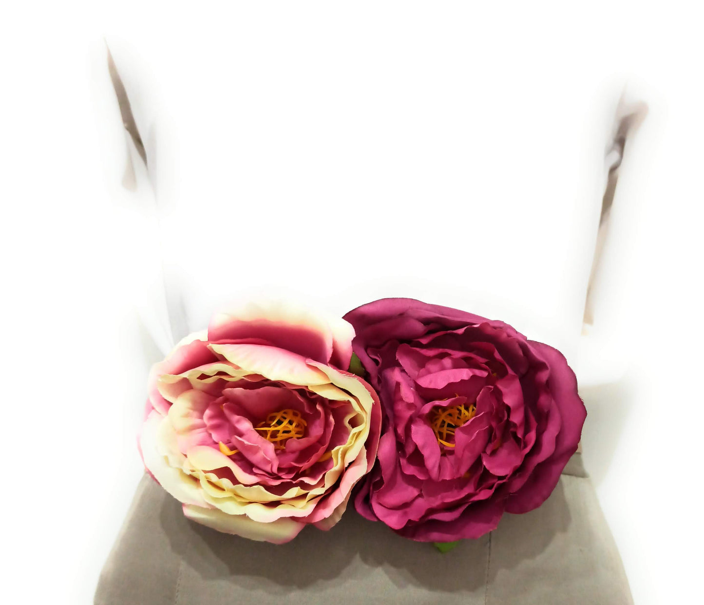 Cinturón Maxi Flores Ø10cm · Fucsia Marfil