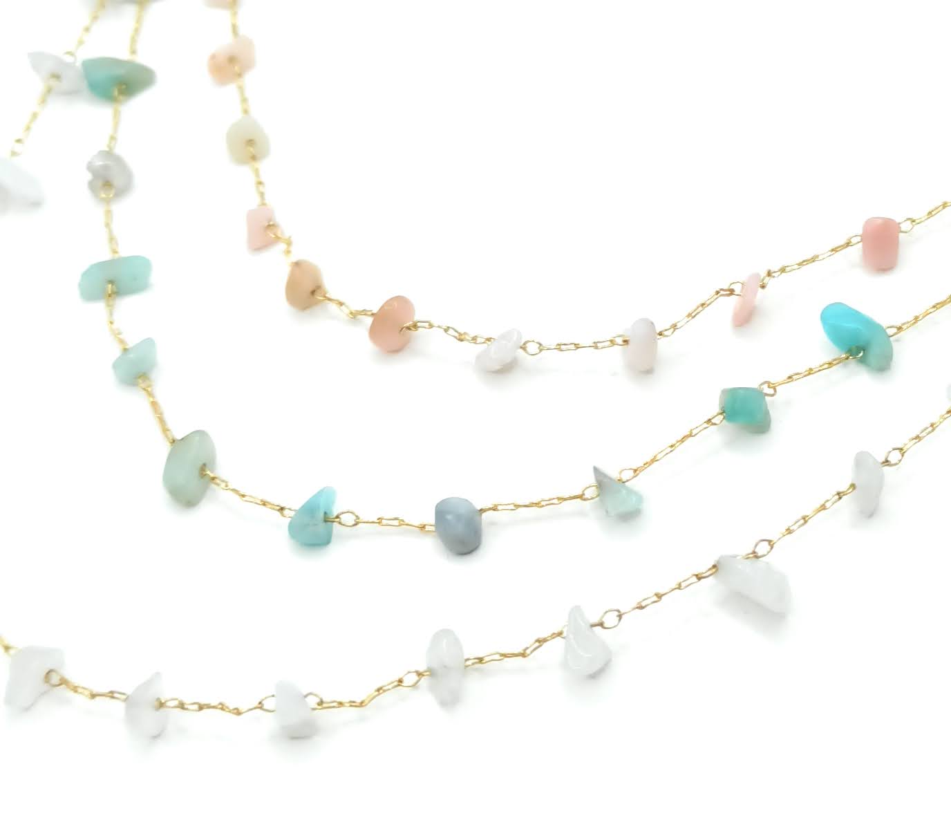 Collar Corto Piedras Semipreciosas · Oro Rosa