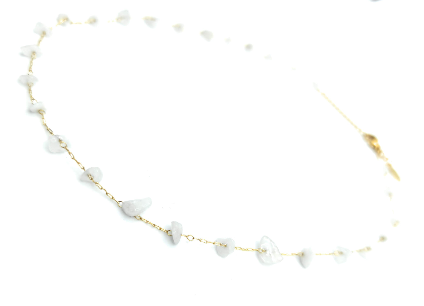 Collar Corto Piedras Semipreciosas · Oro Blanco