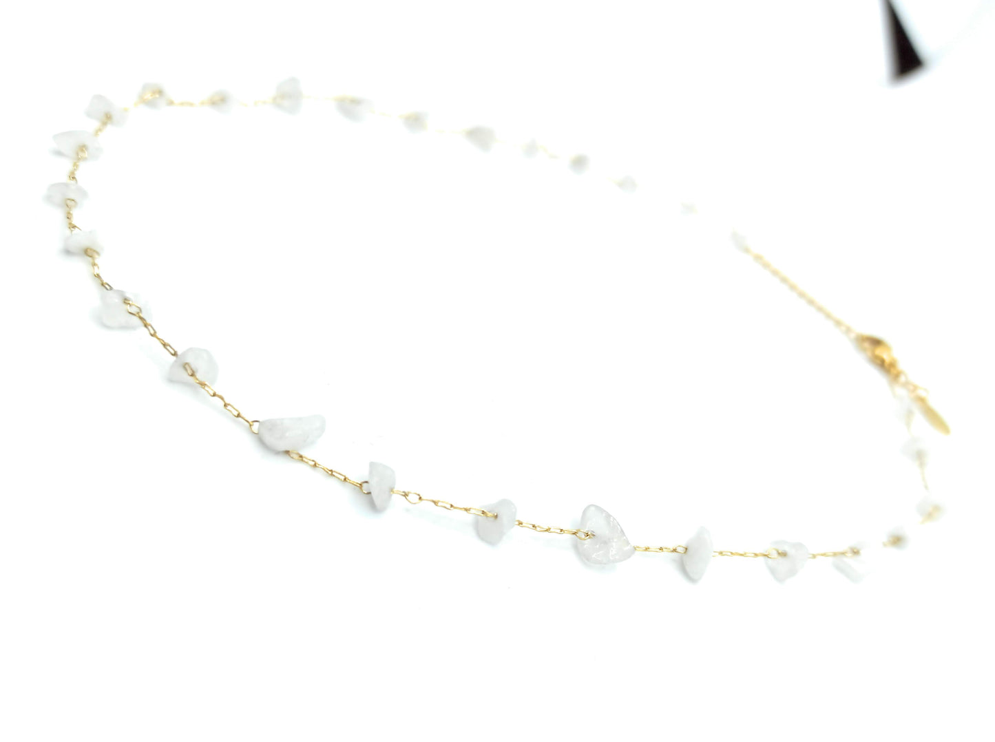 Collar Corto Piedras Semipreciosas · Oro Blanco