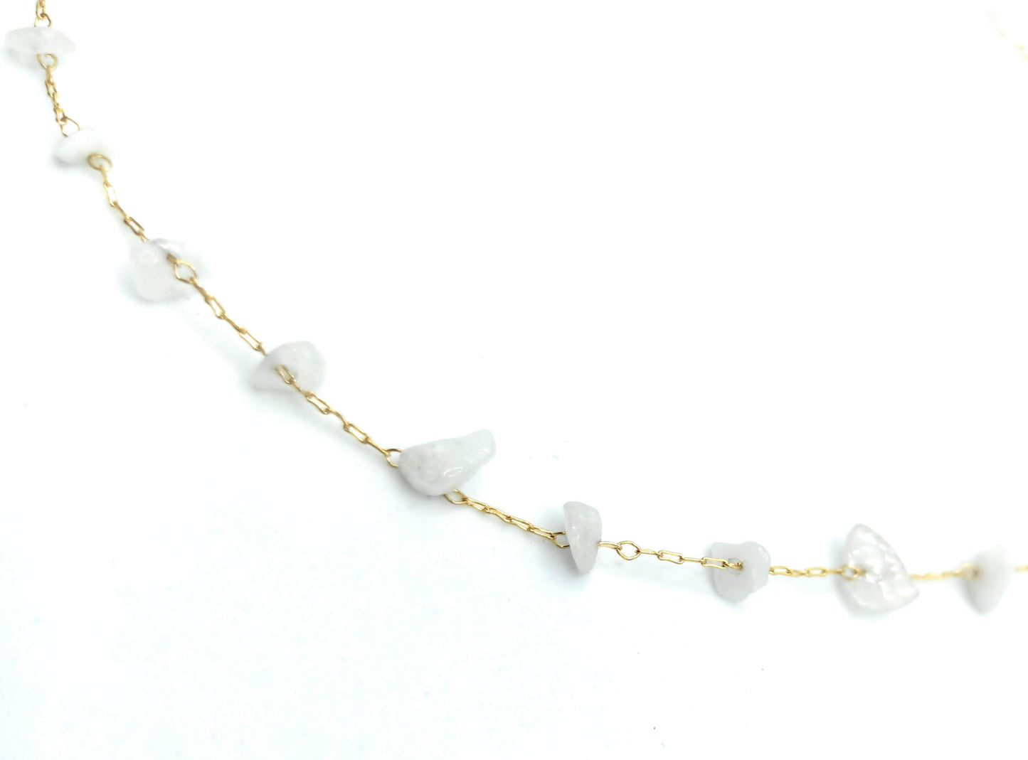 Collar Corto Piedras Semipreciosas · Oro Blanco