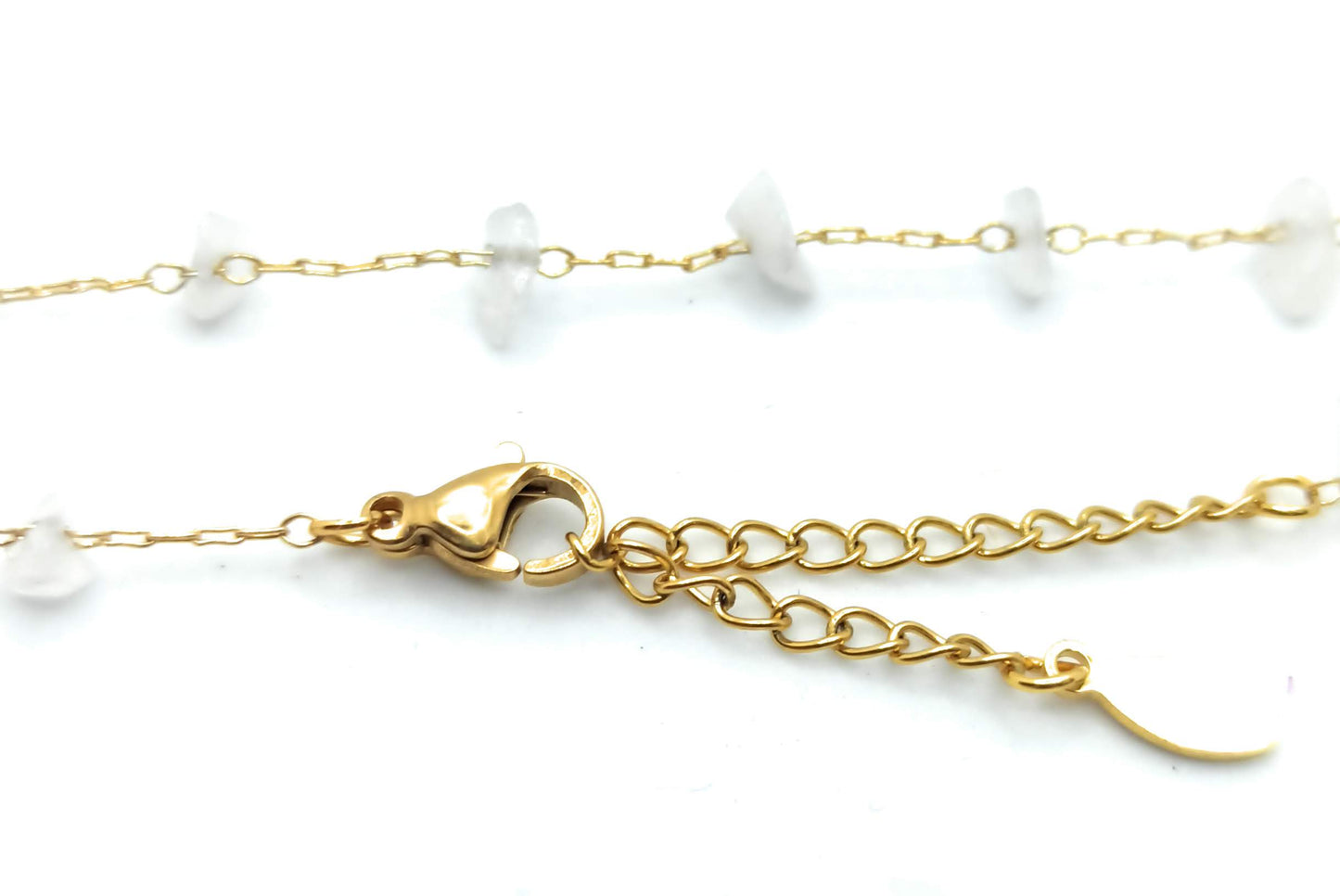 Collar Corto Piedras Semipreciosas · Oro Blanco