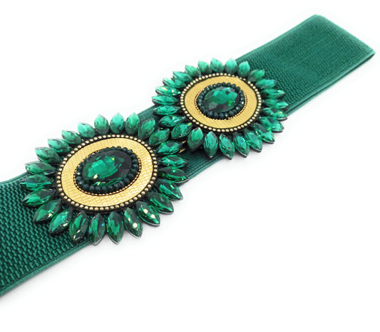 Cinturón Elástico Cristales · Esmeralda