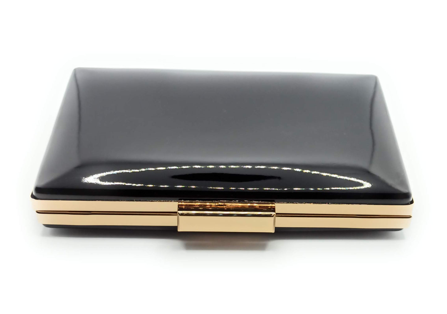 Cartera De Mano Bolso Fiesta Rectangular · Liso Negro Oro