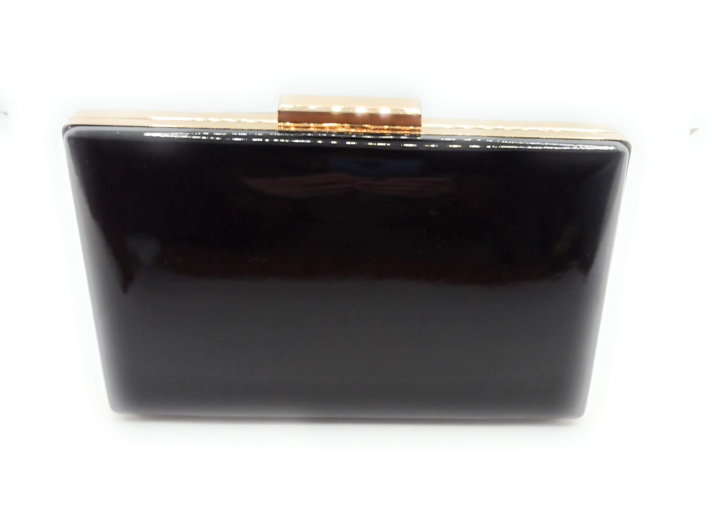 Cartera De Mano Bolso Fiesta Rectangular · Liso Negro Oro