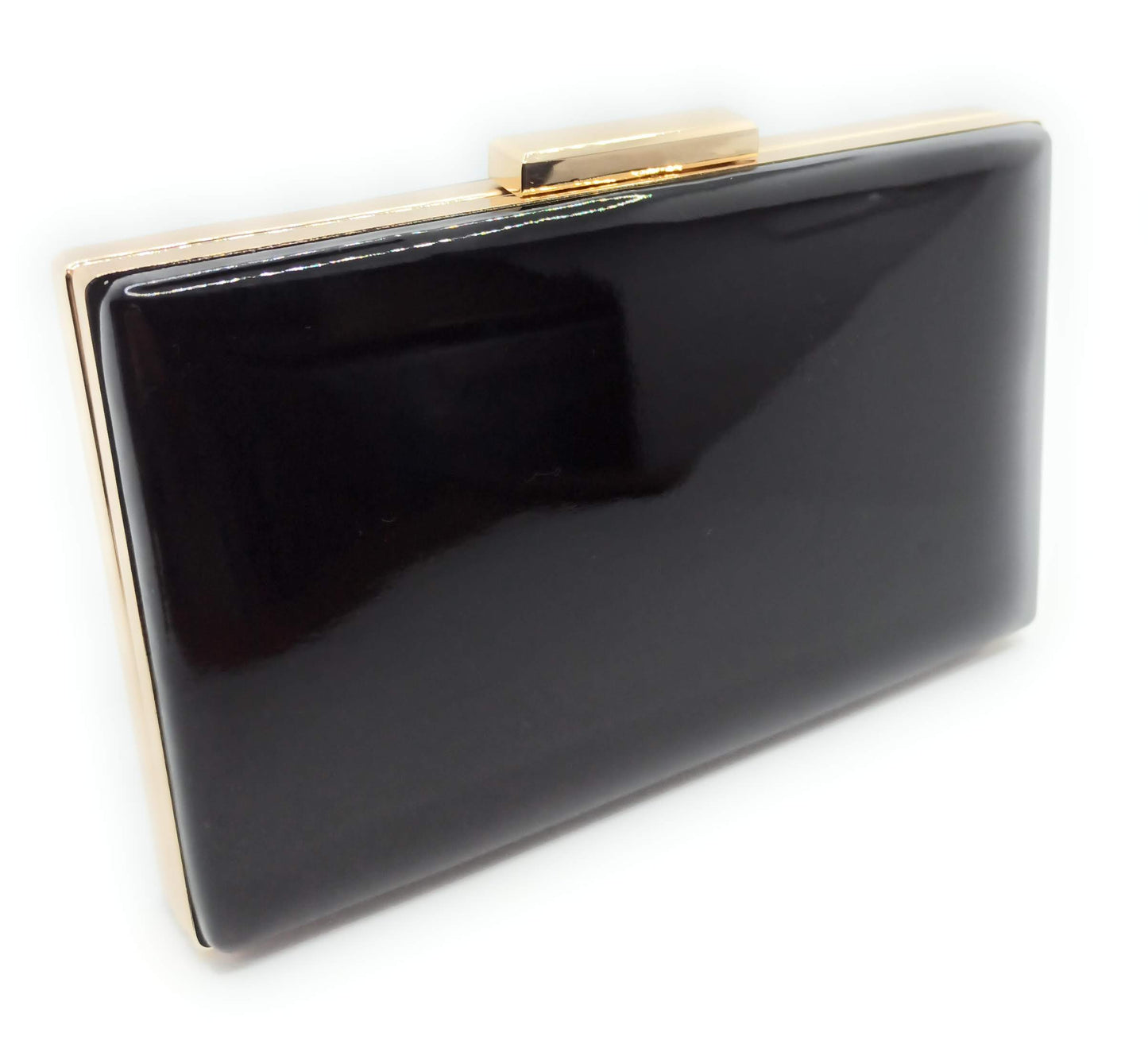 Cartera De Mano Bolso Fiesta Rectangular · Liso Negro Oro