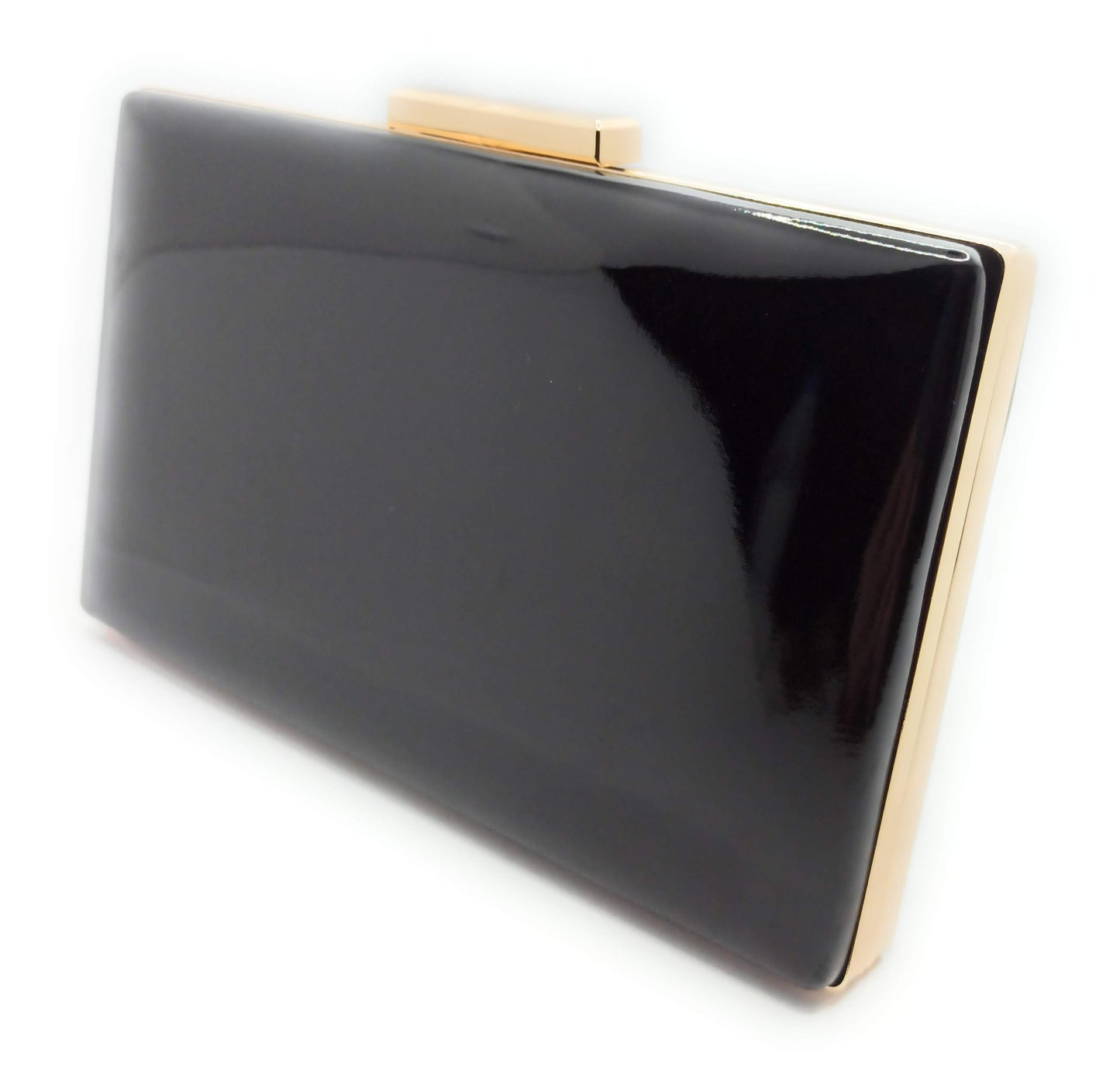 Cartera De Mano Bolso Fiesta Rectangular · Liso Negro Oro