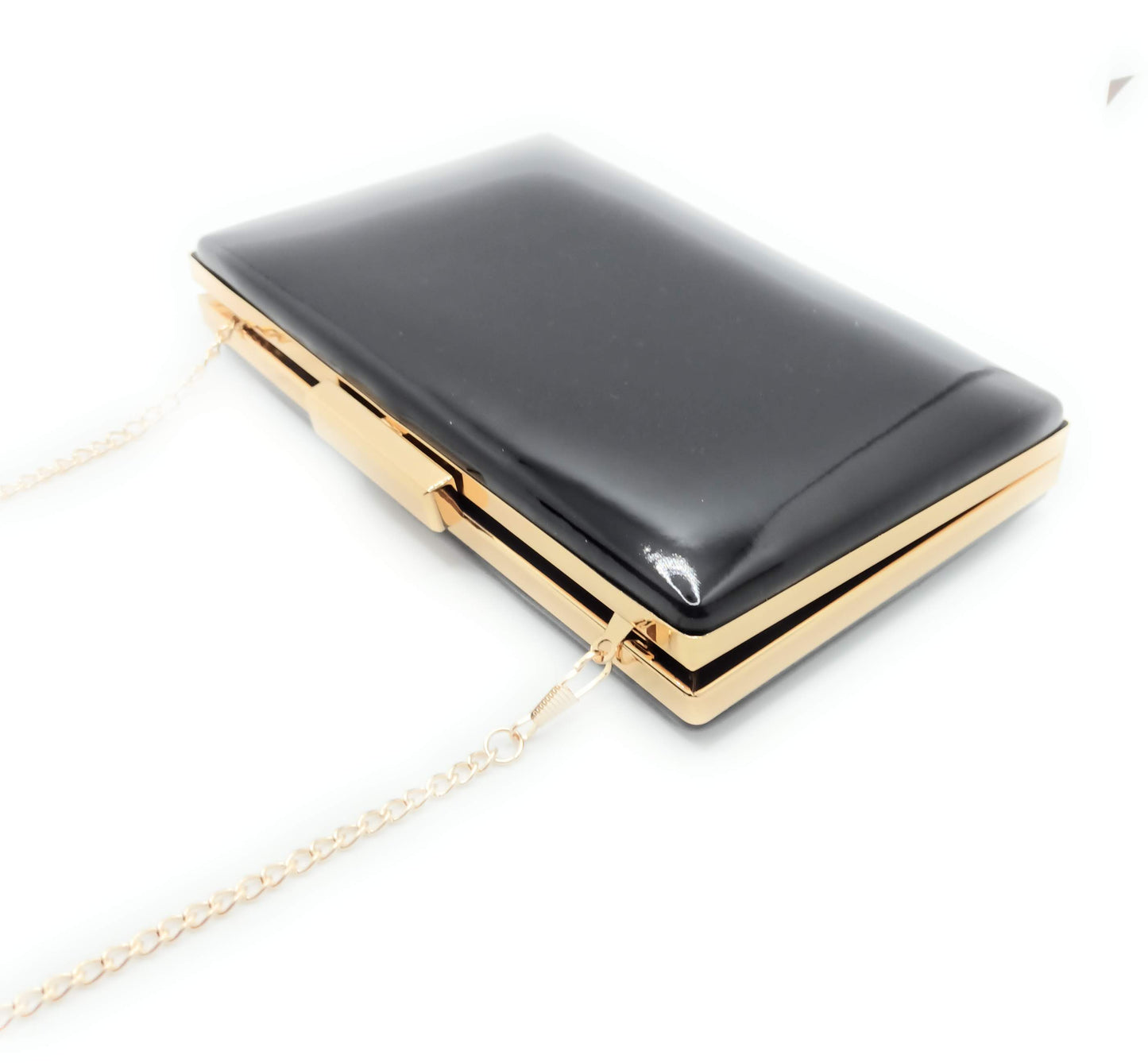 Cartera De Mano Bolso Fiesta Rectangular · Liso Negro Oro