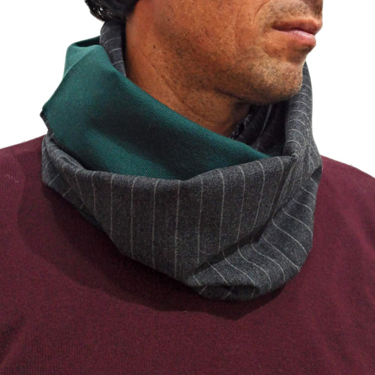 Bufanda Infinita Cuello Hombre · Rayas Anchas Gris Verde