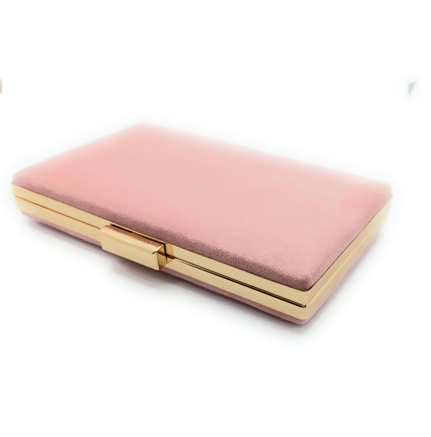 Cartera De Mano Bolso Fiesta Rectangular · Ante Rosa Viejo, Oro
