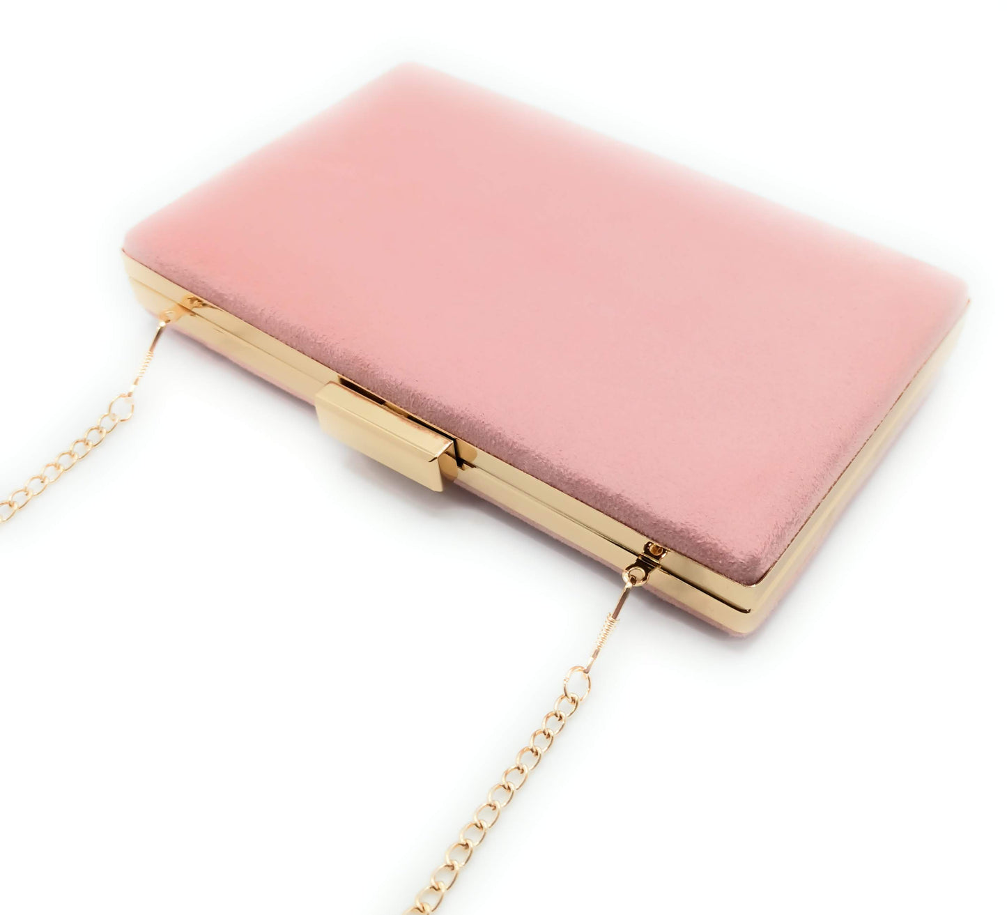 Cartera De Mano Bolso Fiesta Rectangular · Ante Rosa Viejo, Oro