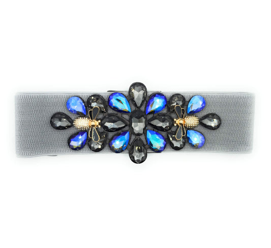 Cinturón Exclusivo Fiesta Cristales · Gris Azul