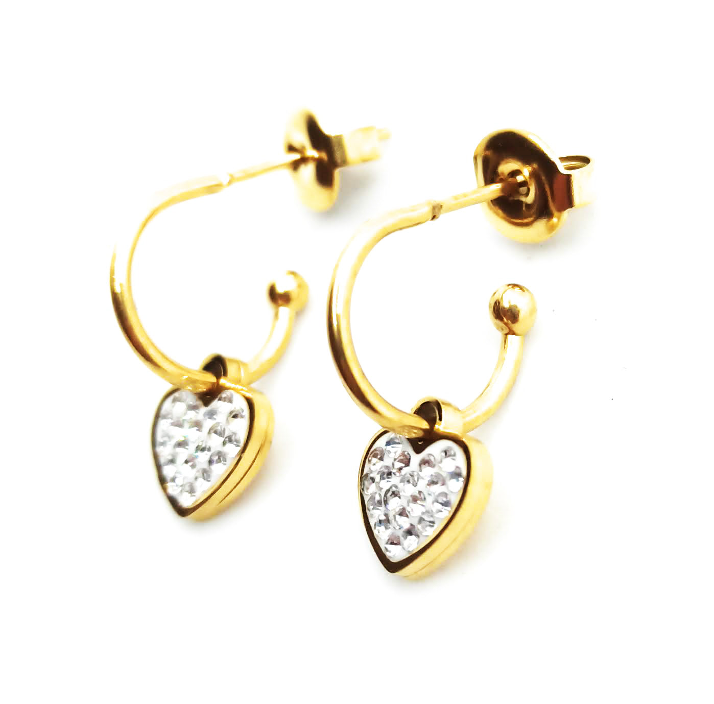 Pendientes con Colgantes · Corazón Dorado Circonitas