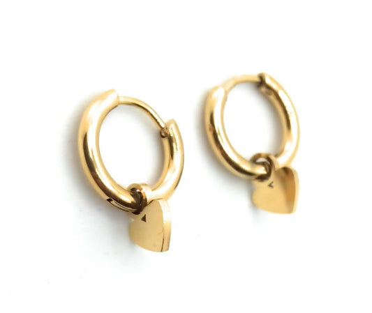 Pendientes con Colgantes · Aro Corazón Dorado